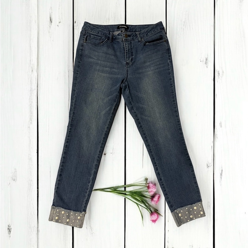 Dark Blue Jeans with Studded Cuffs